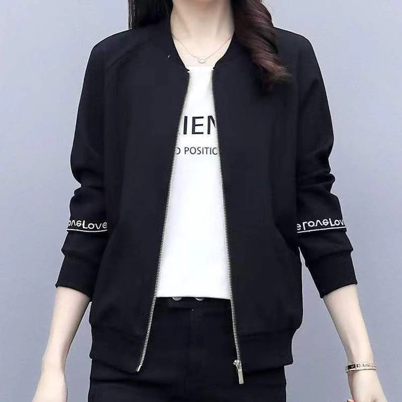 短外套女春秋2025新款韩版宽松黑色夹克衫百搭显瘦bf风棒球服上衣