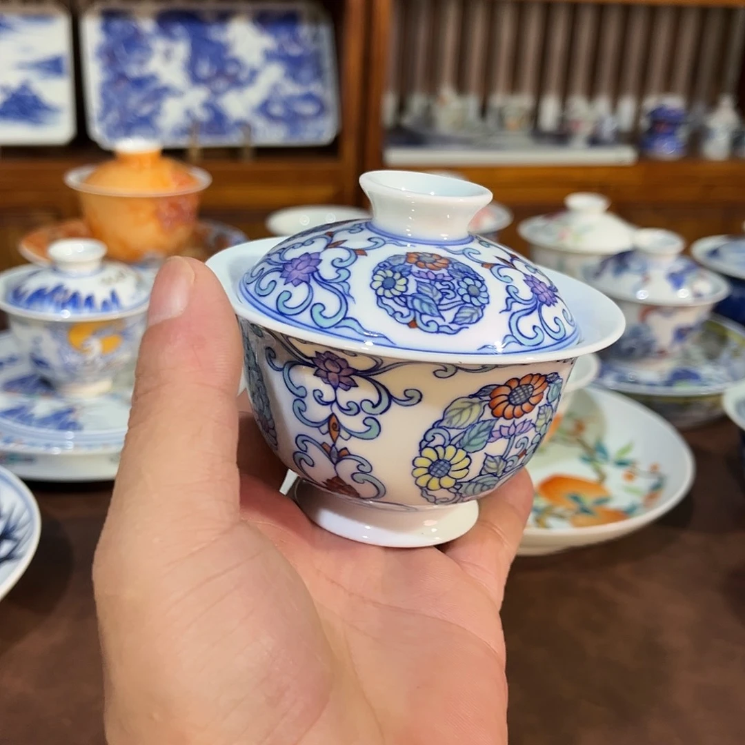 錡镇堂手工手绘盖碗