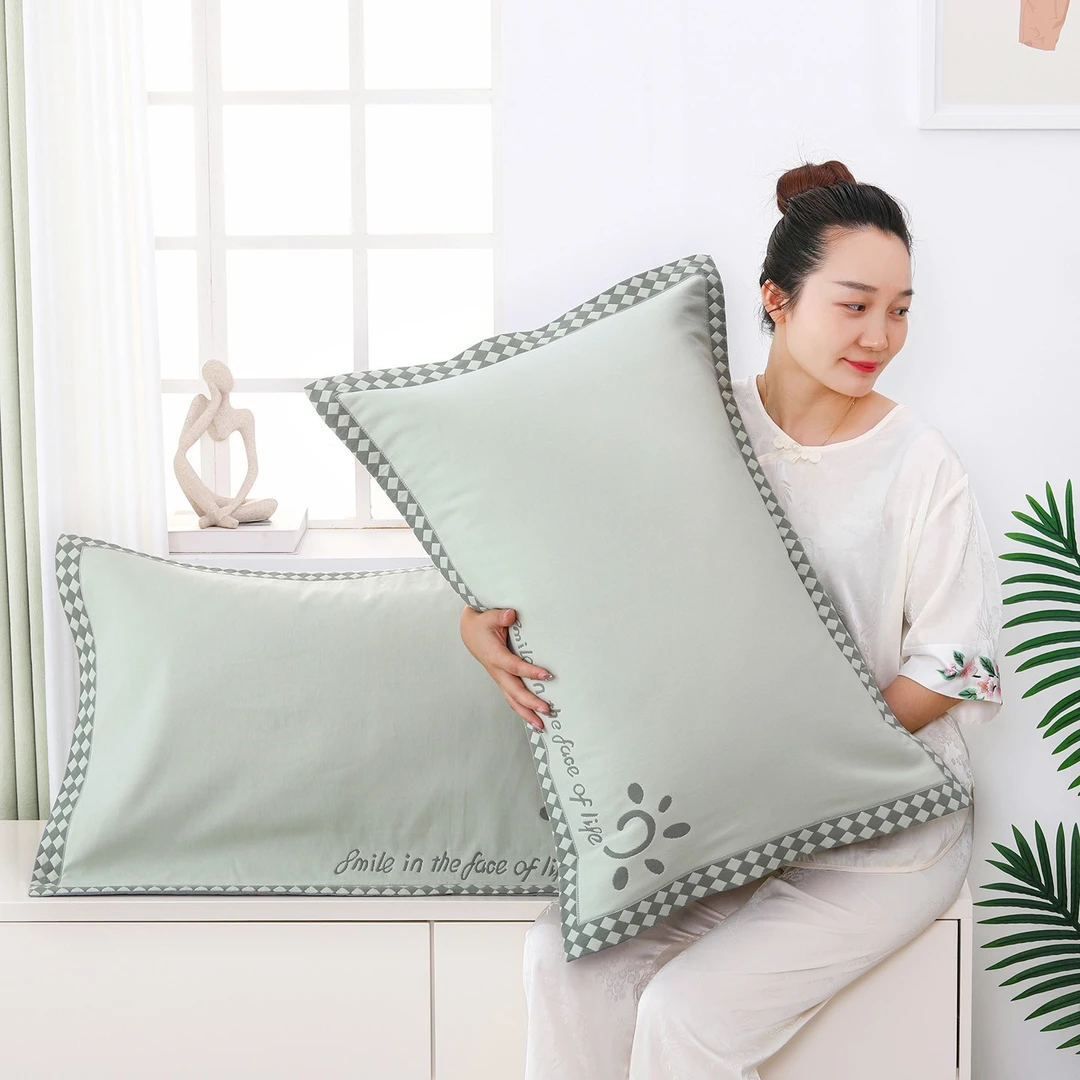 细纱纯棉枕套一对装纱布枕头套加大加厚家用枕芯套透气吸汗内胆套