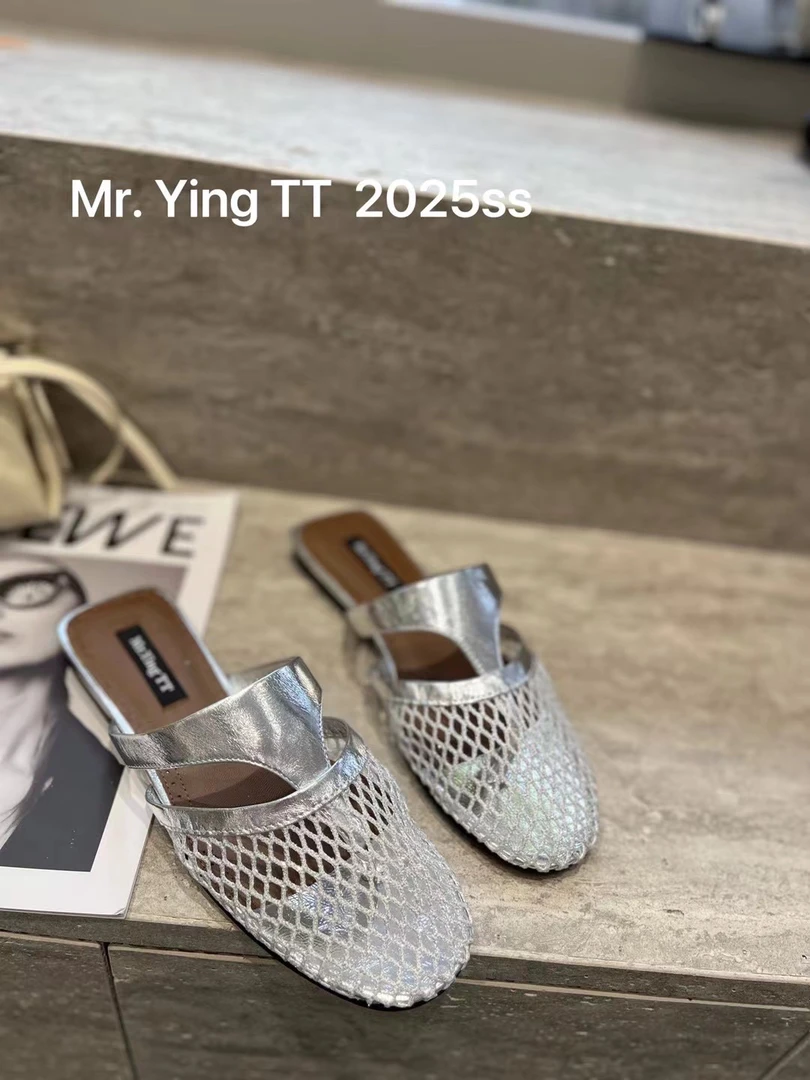 镂空包头欧美风日常缝制鞋包头拖网红小香风百搭穆勒拖气质半拖