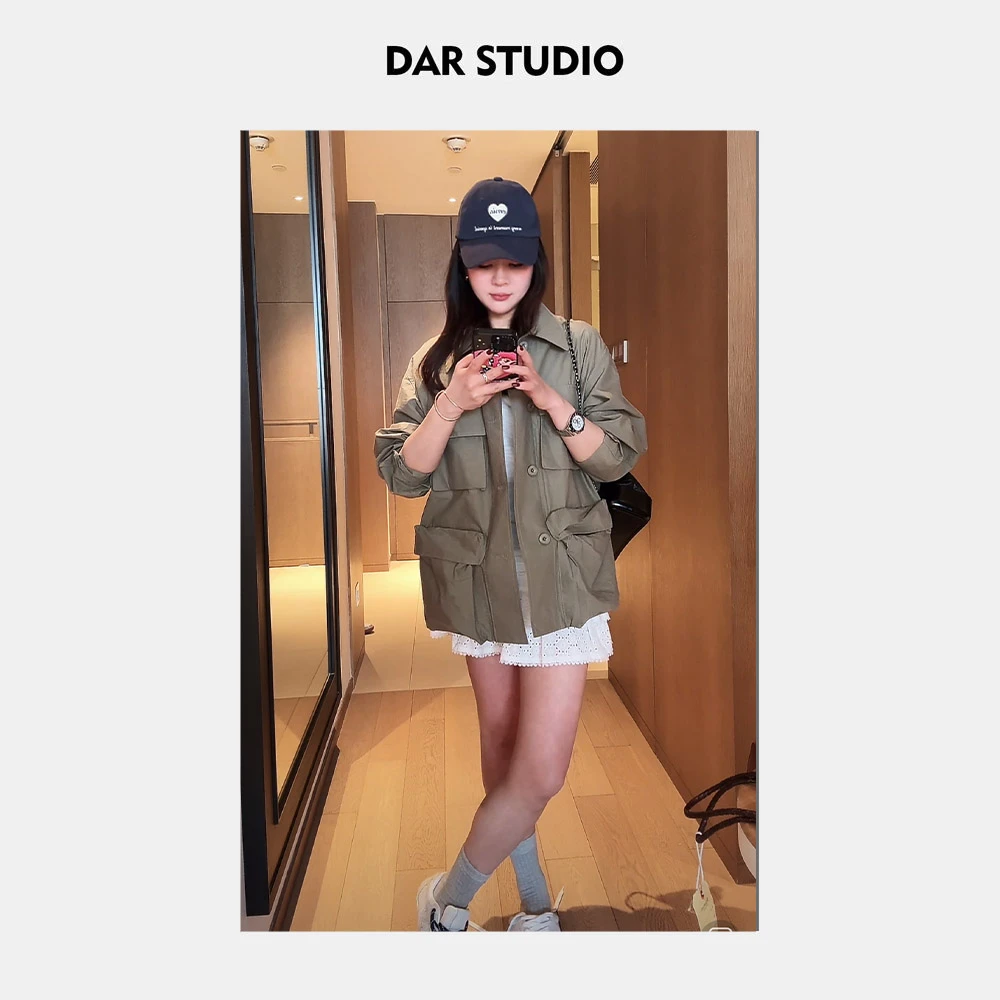 DAR STUDIO 深圳货【工装衬衫】2025早春个性大口袋Polo领衬衫14594