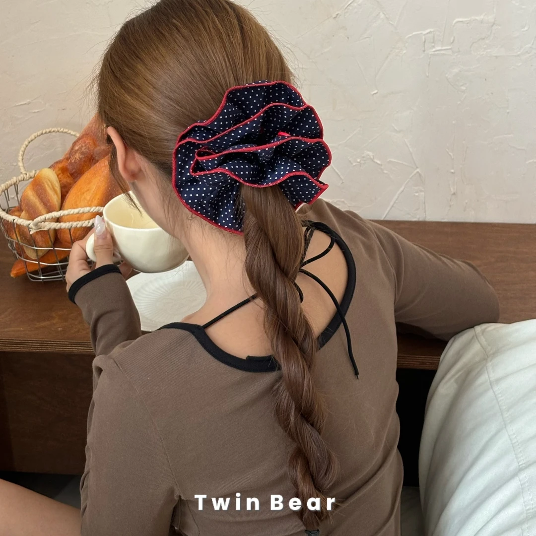 Q260 撞色蛮腰发绳超好看的大肠发圈女高级感头圈扎头头绳头花