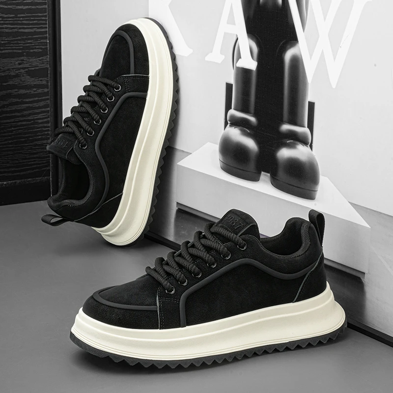 潮牌男鞋2025秋季时尚百搭男士休闲鞋透气软底轻便内增高老爹鞋子