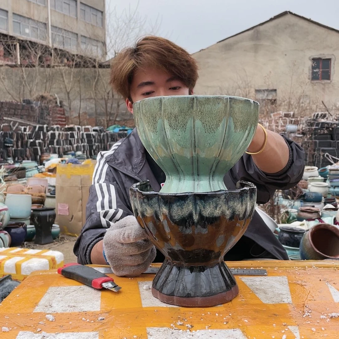 无铅玻璃宜兴紫砂花盆