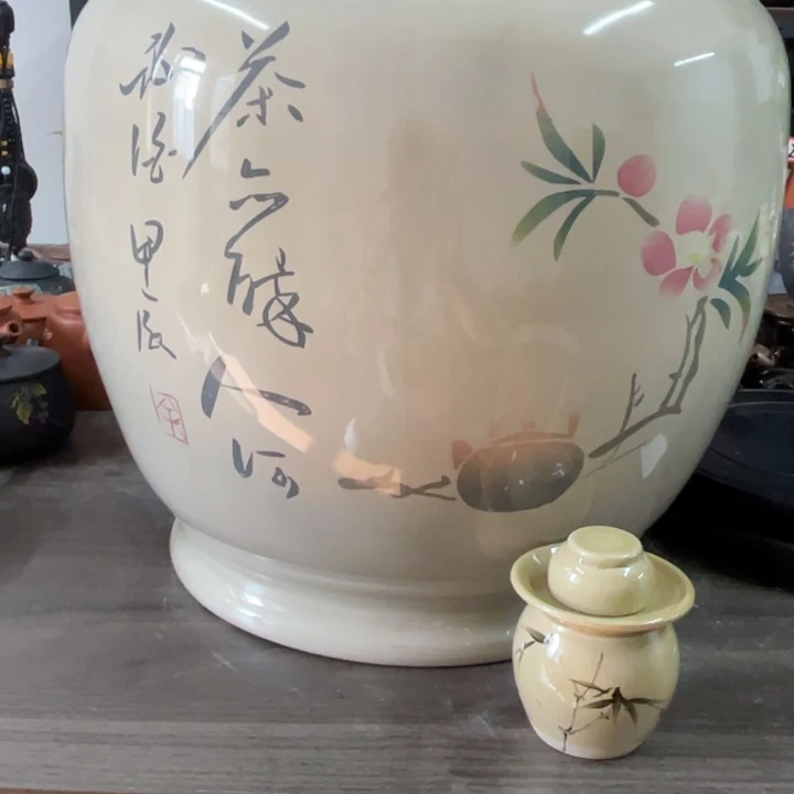 建水紫陶无**子白泥亮光5号缸