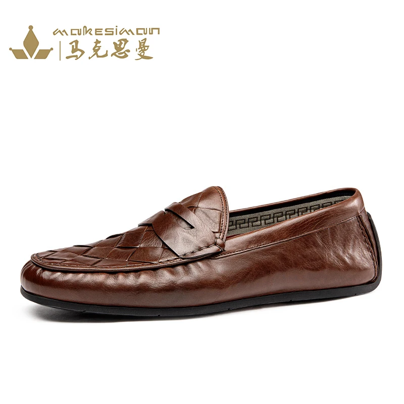 2025新款夏季男士真皮豆豆鞋休闲男鞋舒适透气软底一脚蹬懒人鞋子