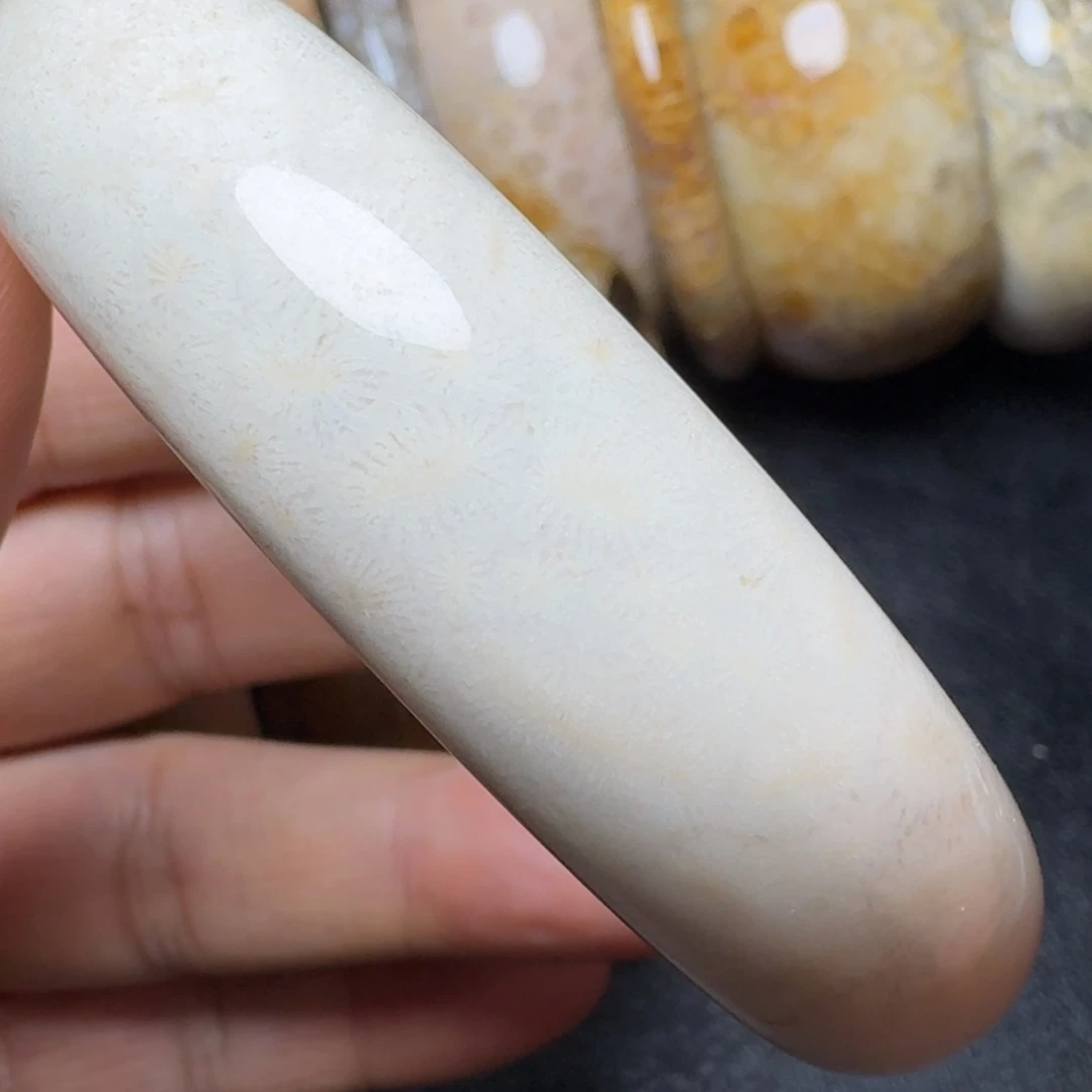 硅化珊瑚（珊瑚玉）60圈口白虫未镶嵌