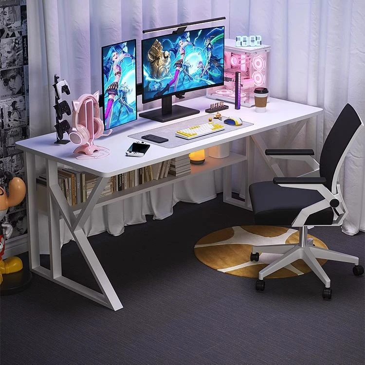 白色电竞桌套装组合游戏桌椅主播桌子女生卧室家用简易台式电脑桌