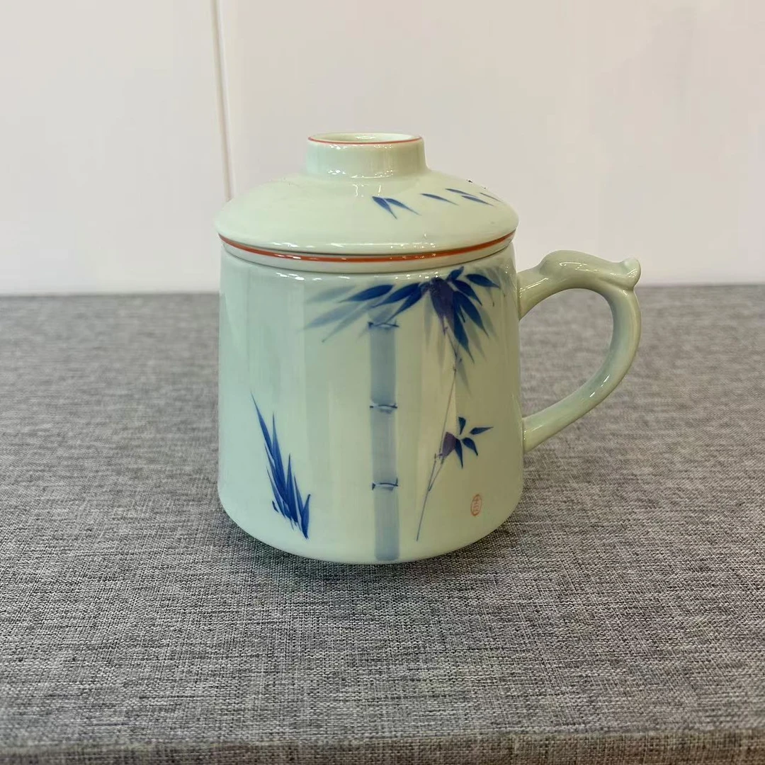 陶瓷茶具青花竹子办公杯