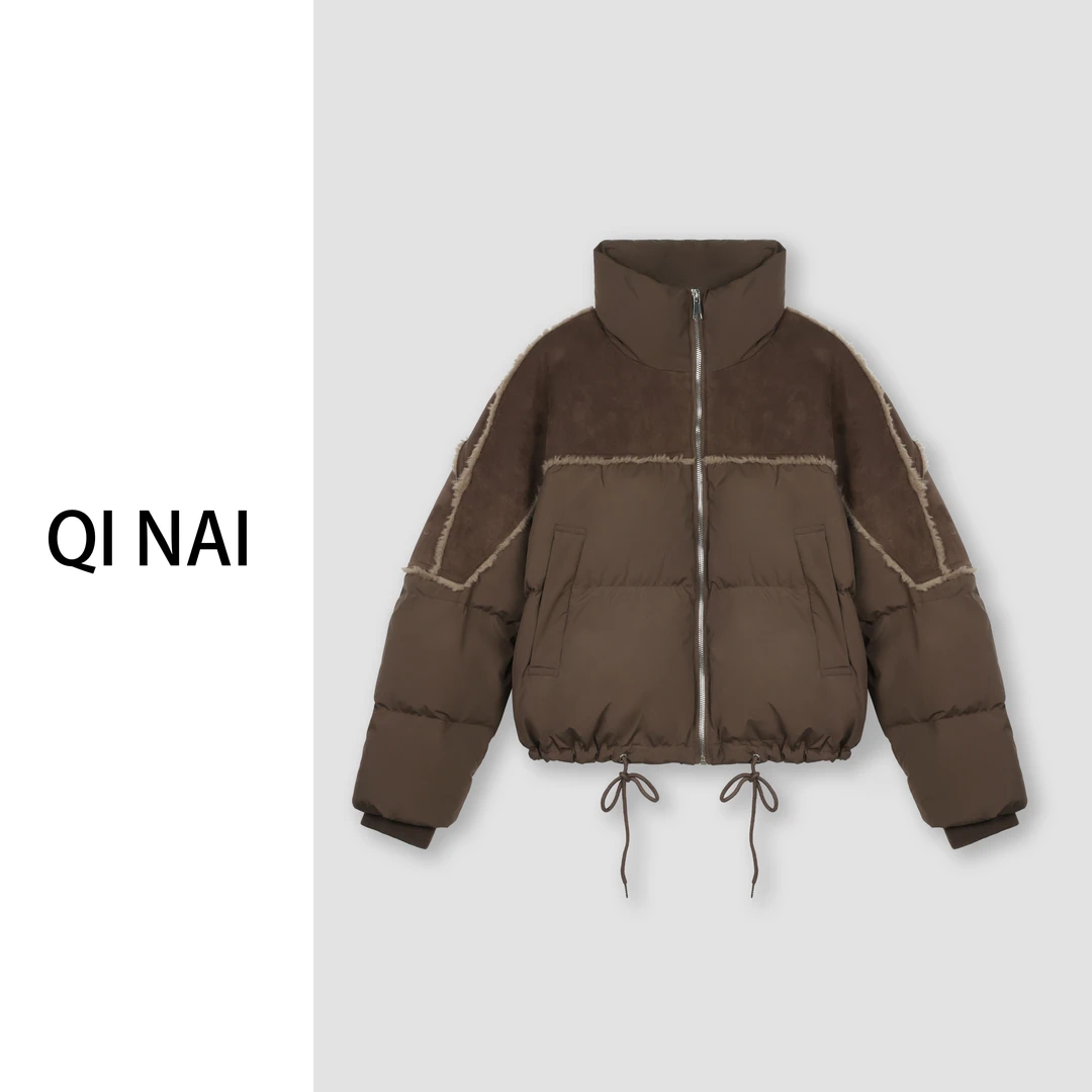 七奈推荐 【俱兴】时尚百搭休闲拼接立领羽绒服外套QN11864