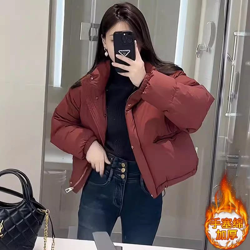 休闲显瘦短款立领棉服女士2025冬季新款小个子保暖百搭面包服棉衣