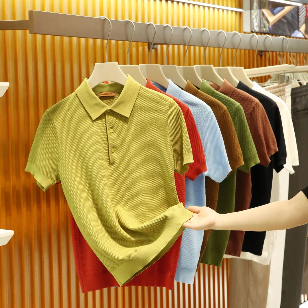 Z系2025夏季新款男商务休闲菠萝针织POLO衫户外透气凉感短袖9989