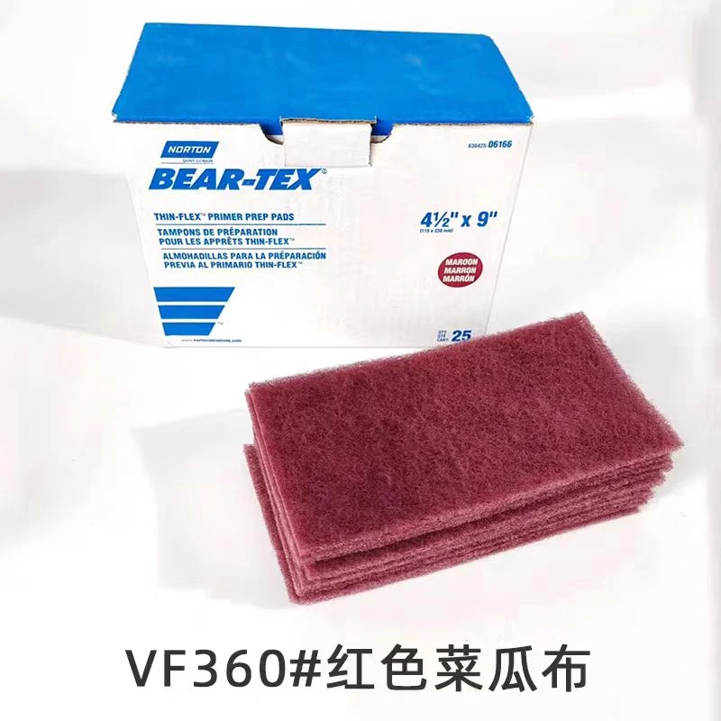 诺顿打磨弹性无纺布汽车漆面抛光除锈易磨长方形红色灰色菜瓜布