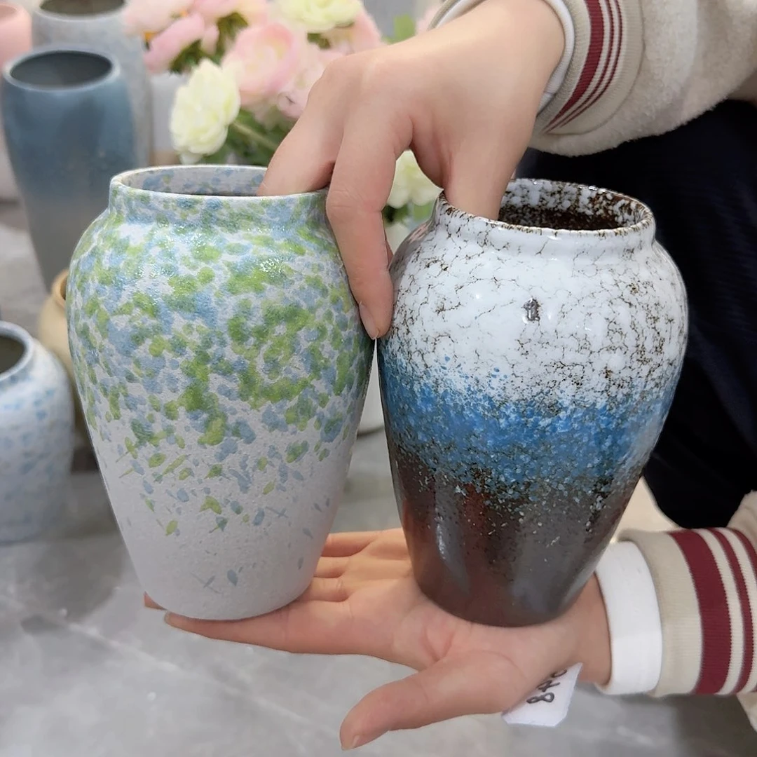 瓶绿碎花➕三色陶瓷高16厘米微瑕