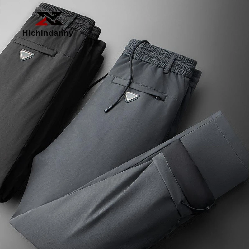 HICHIN保暖加厚白鸭绒羽绒裤男士冬季户外防水外穿可系皮带休闲裤