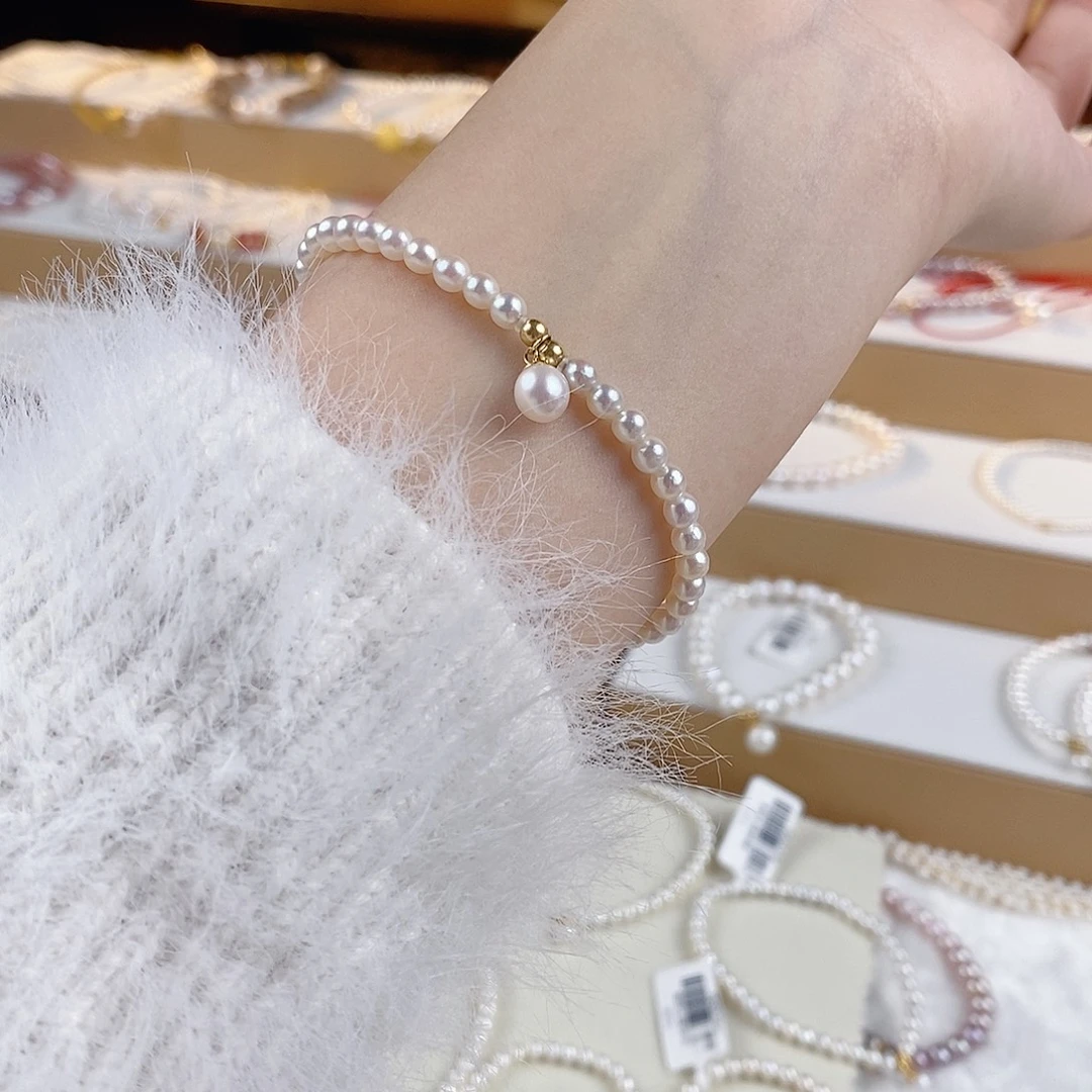 手链银S925镶嵌淡水珍珠