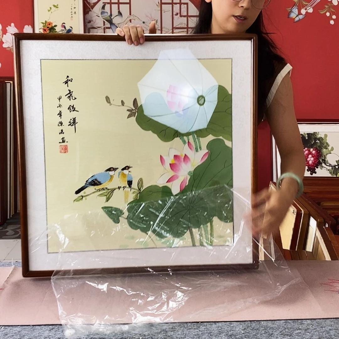 国画手写手绘带框包邮62✖️62国画作品
