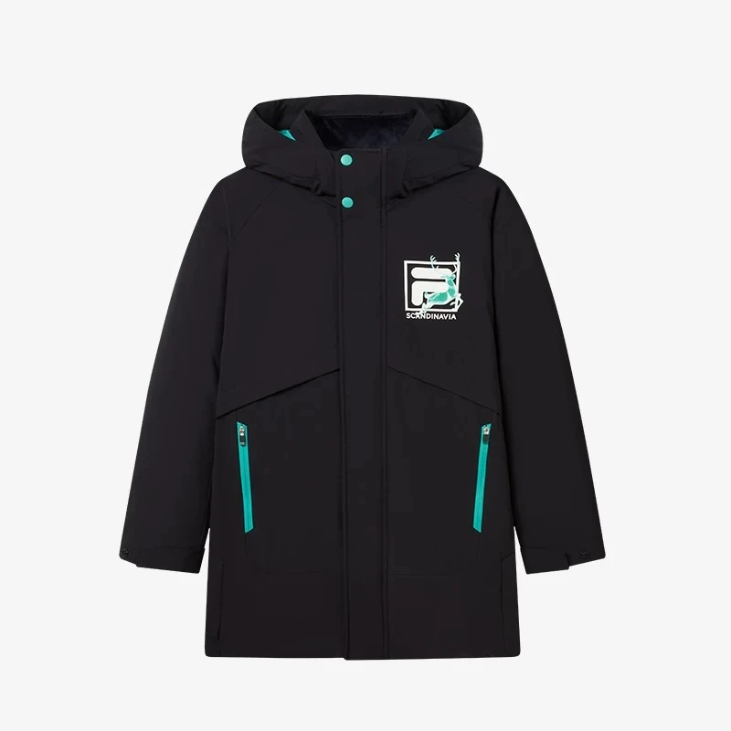 FILA斐乐儿童羽绒服2024冬季款字母LOGO男大童长款外套K62B442996