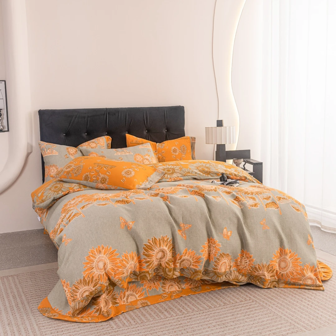 【太阳花】全棉色织双层纱 A类母婴级四件套床上用品