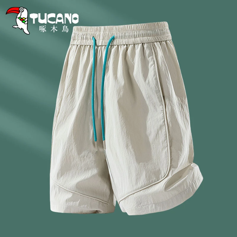 【官方】啄木鸟户外速干冰丝短裤男夏季薄款纯色透气运动美式中裤