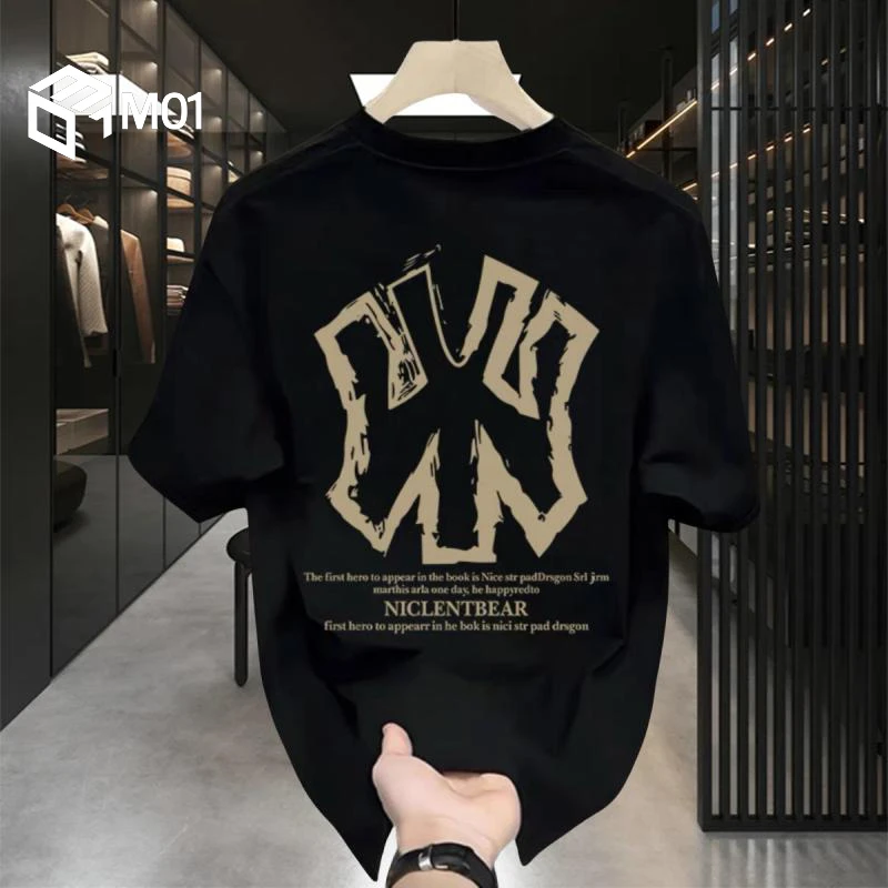 M01美式潮牌短袖T恤男2025夏季新款纯棉宽松休闲半袖体恤重磅上衣