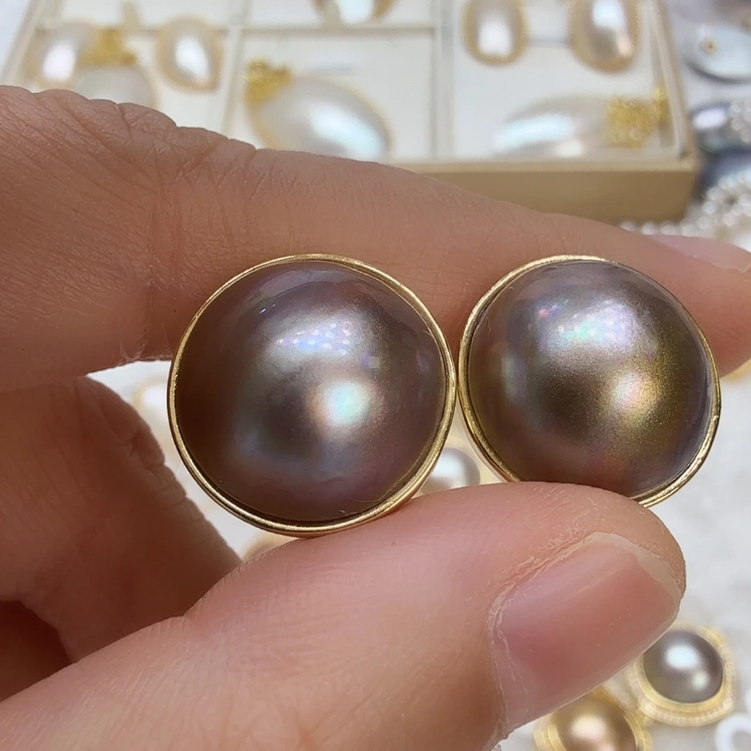拼合珍珠（马贝珠）耳饰未镶嵌