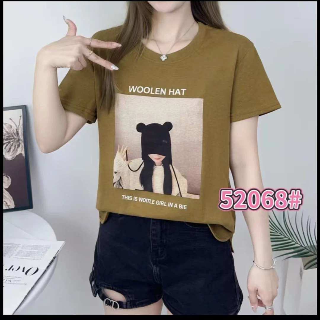 52068#字母印花短袖T恤时尚休闲百搭女士夏季修身女