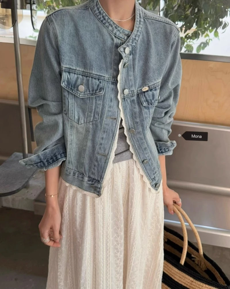 韩系拼接蕾丝设计感短款牛仔外套女2025春季新款百搭显瘦夹克