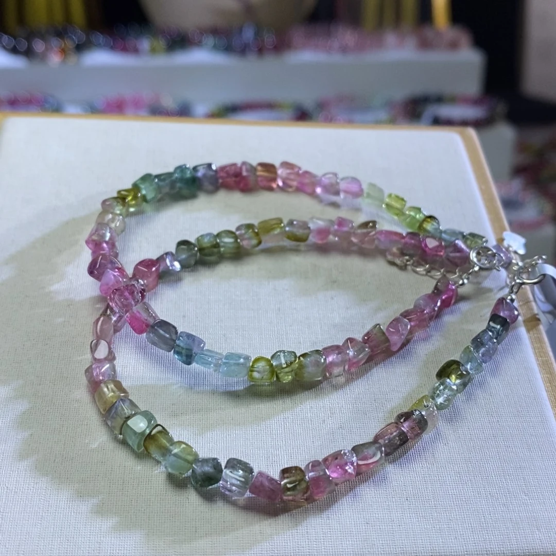 碧玺手链未镶嵌方糖双圈