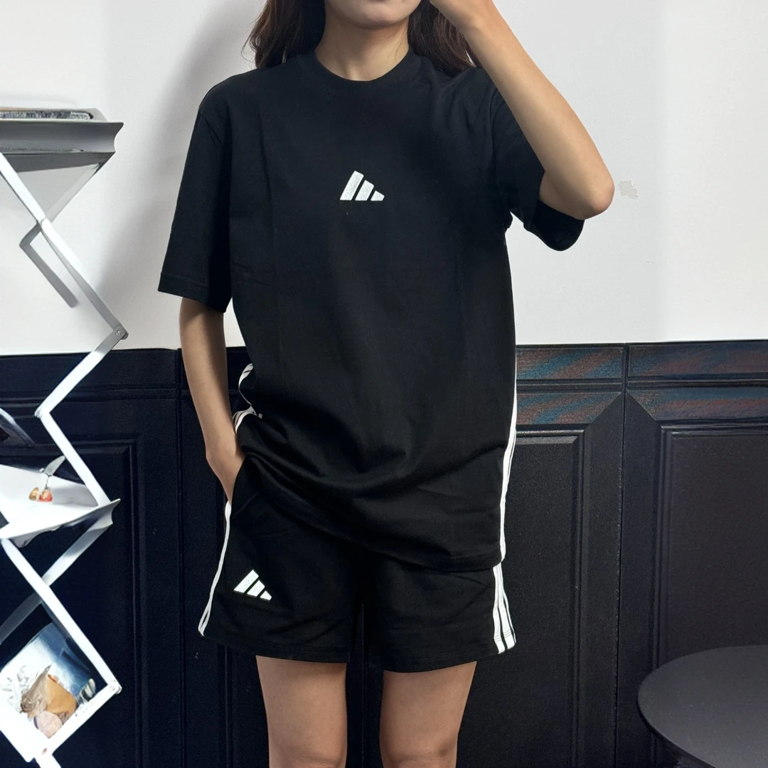 adidas阿迪达斯2025M 3S SJ T针织无领短T恤JY8564