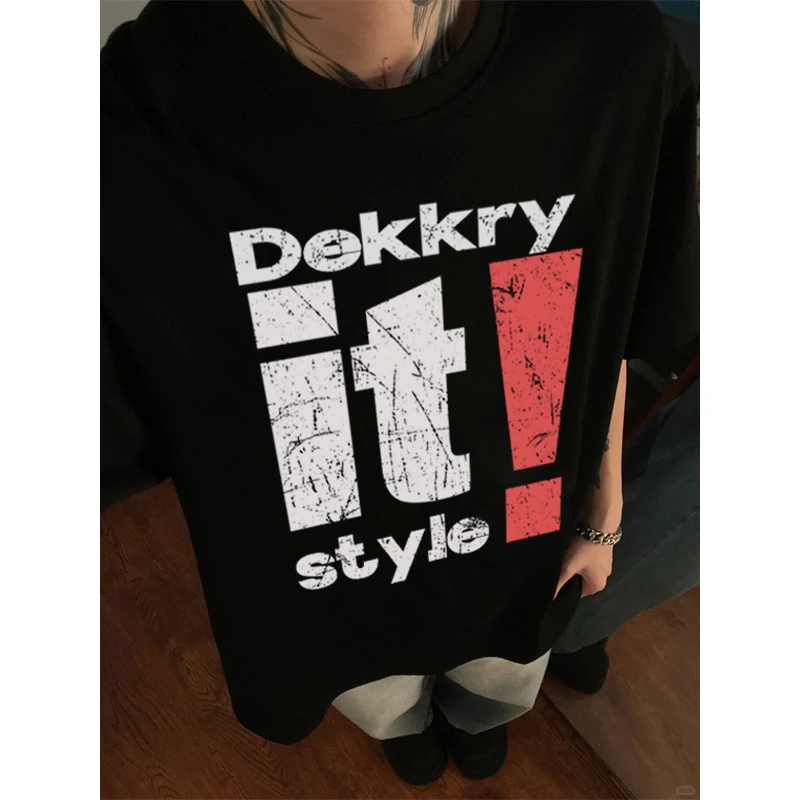 labzaa美式ins潮牌裂痕字母印花纯棉短袖t恤男女夏季宽松休闲上衣