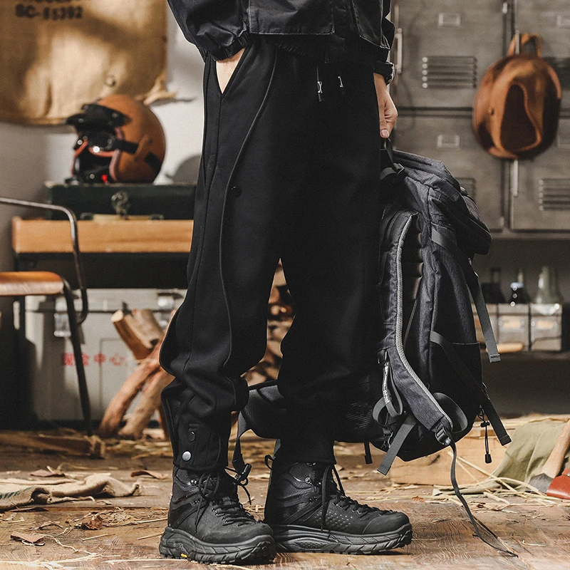 休闲裤男宽松潮牌运动束脚裤子男春秋款2025新款加绒重磅黑色卫裤