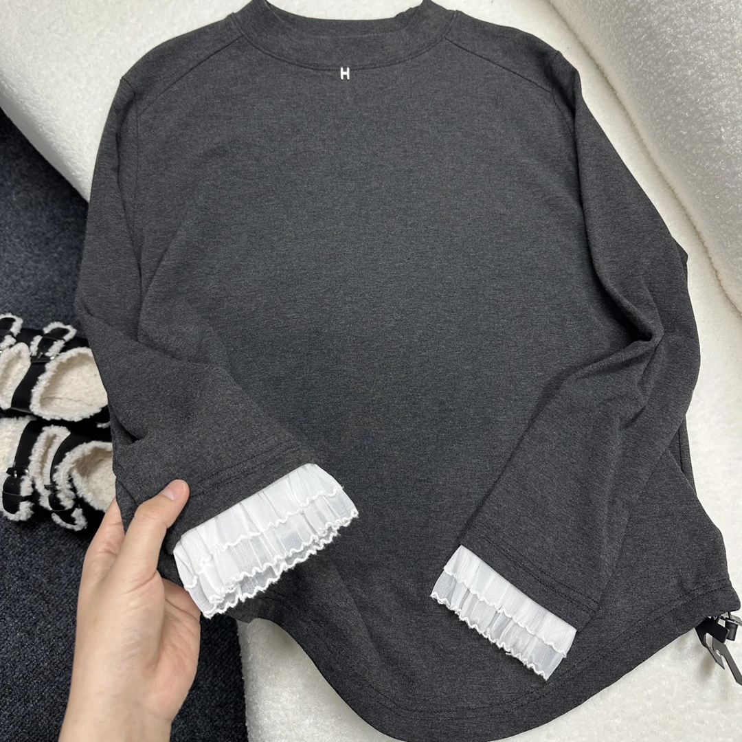 千金气质女士宽松长袖打底（H金属花边）  5950#