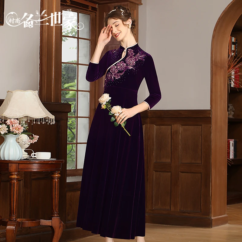 『清城』名兰世家婚宴礼服连衣裙喜婆婆喜妈妈婚宴装旗袍MLF01C8438