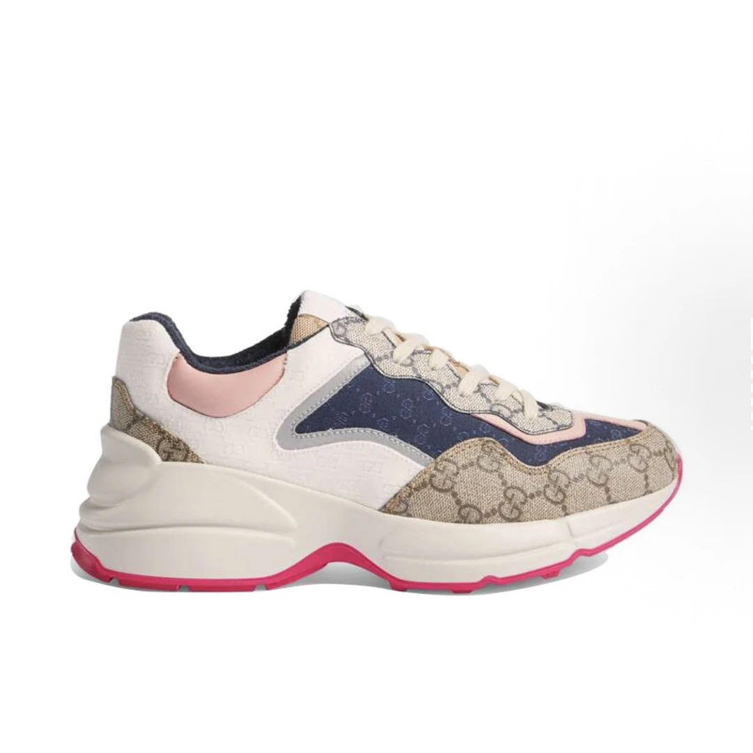 未使用 GUCCI/古驰 低帮 满印logo 拼色老爹鞋 女款 米色