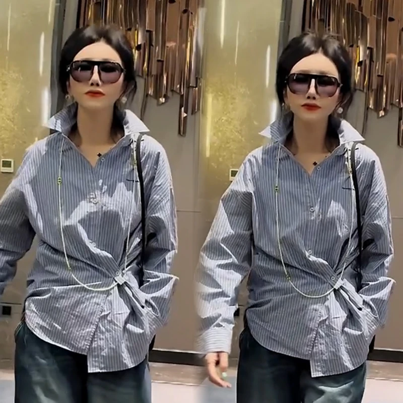 2025秋冬新款时尚显瘦气质网红高档洋气女高级百搭宽松大码衬衫潮