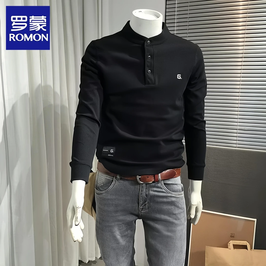 Romon/罗蒙印花卫衣男士2025春秋季韩版新款宽松上衣休闲时尚百搭