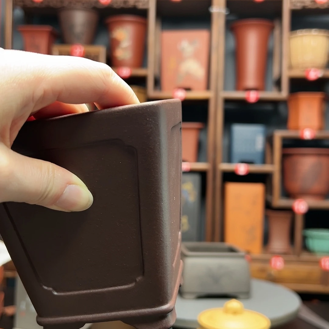 紫砂花盆@*衬刻绘四方