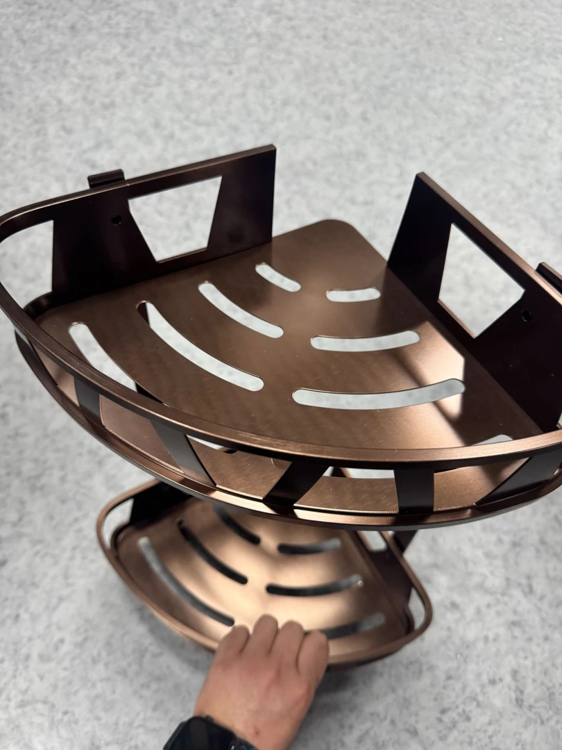 咖色太空铝双层上墙三角置物架