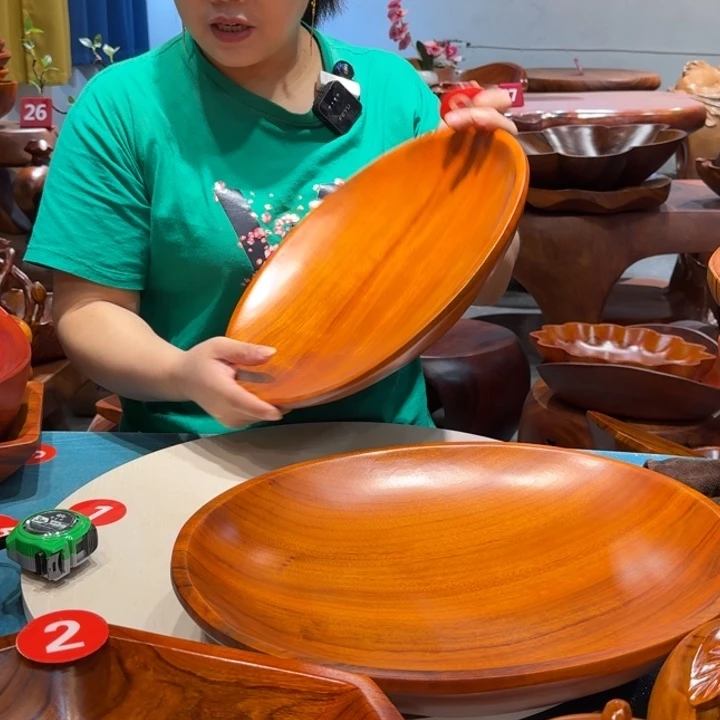 木香樟实木手工椭圆盘