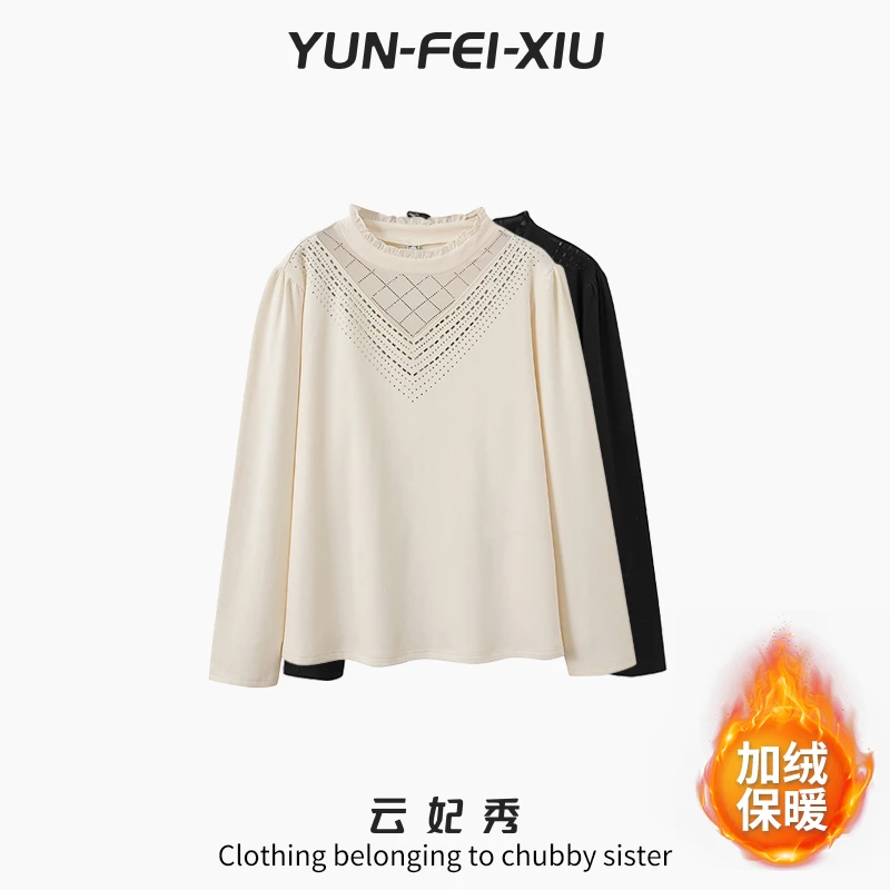 云妃秀大码女装上衣时尚休闲胖妹妹显瘦宽松减龄双面绒秋季33558