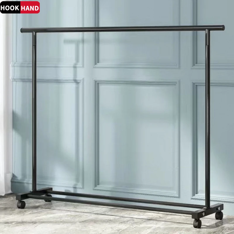 晾衣架落地卧室家用折叠室内挂衣单杆式简易阳台收纳凉晒衣服架子