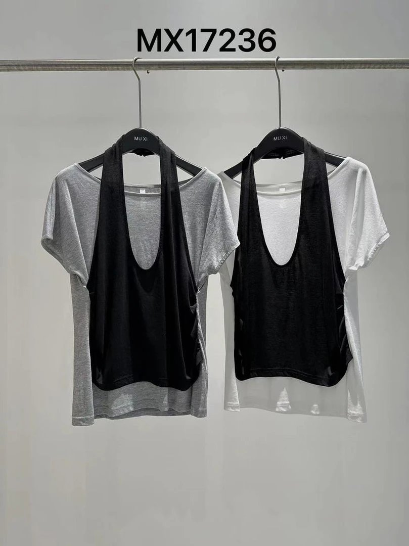 卡麦酱-MUXI 假两件套头短袖 17236