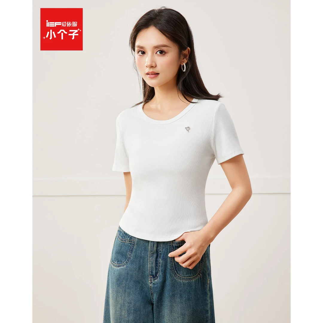 IEF/爱依服2025夏季新款洋气简约短袖T恤女设计百搭独特漂亮小衫