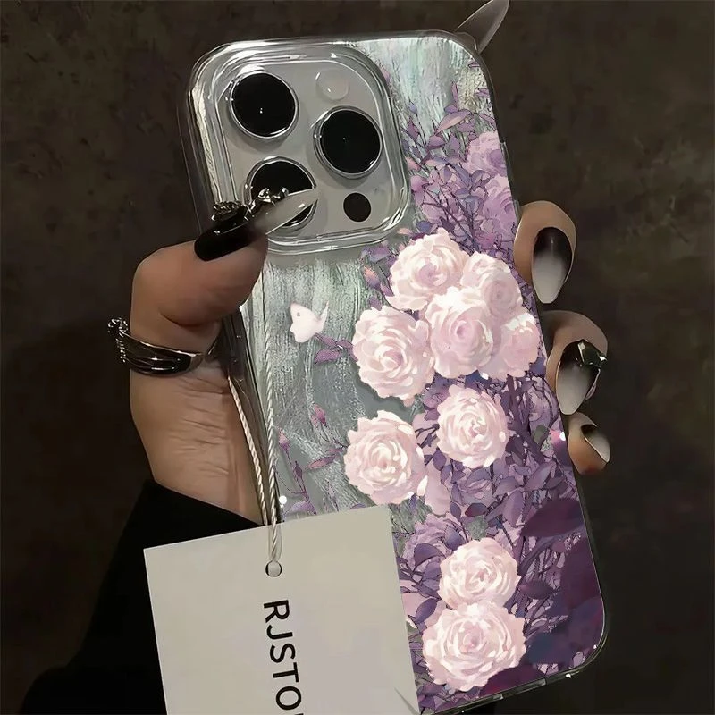 羽纱紫幽花适用苹果16手机壳iphone15华为oppo小米vivo防摔43