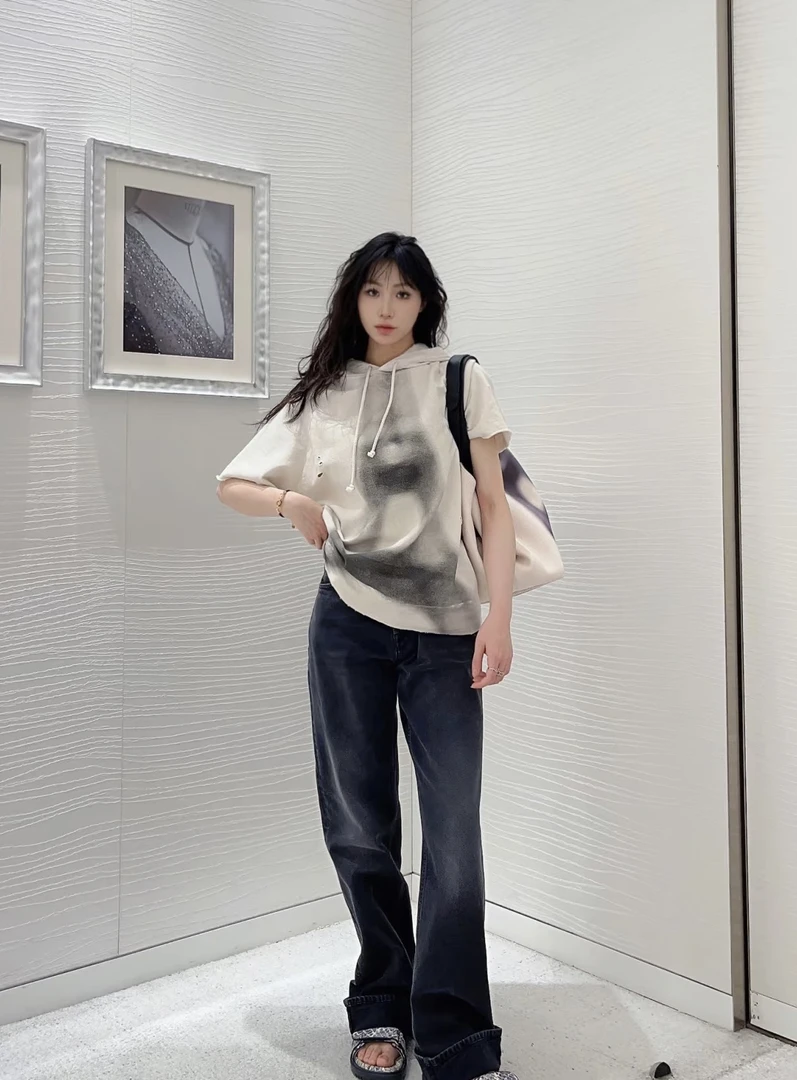 未使用 DIOR/迪奥 白色 铁塔 短袖 卫衣 连帽 s码