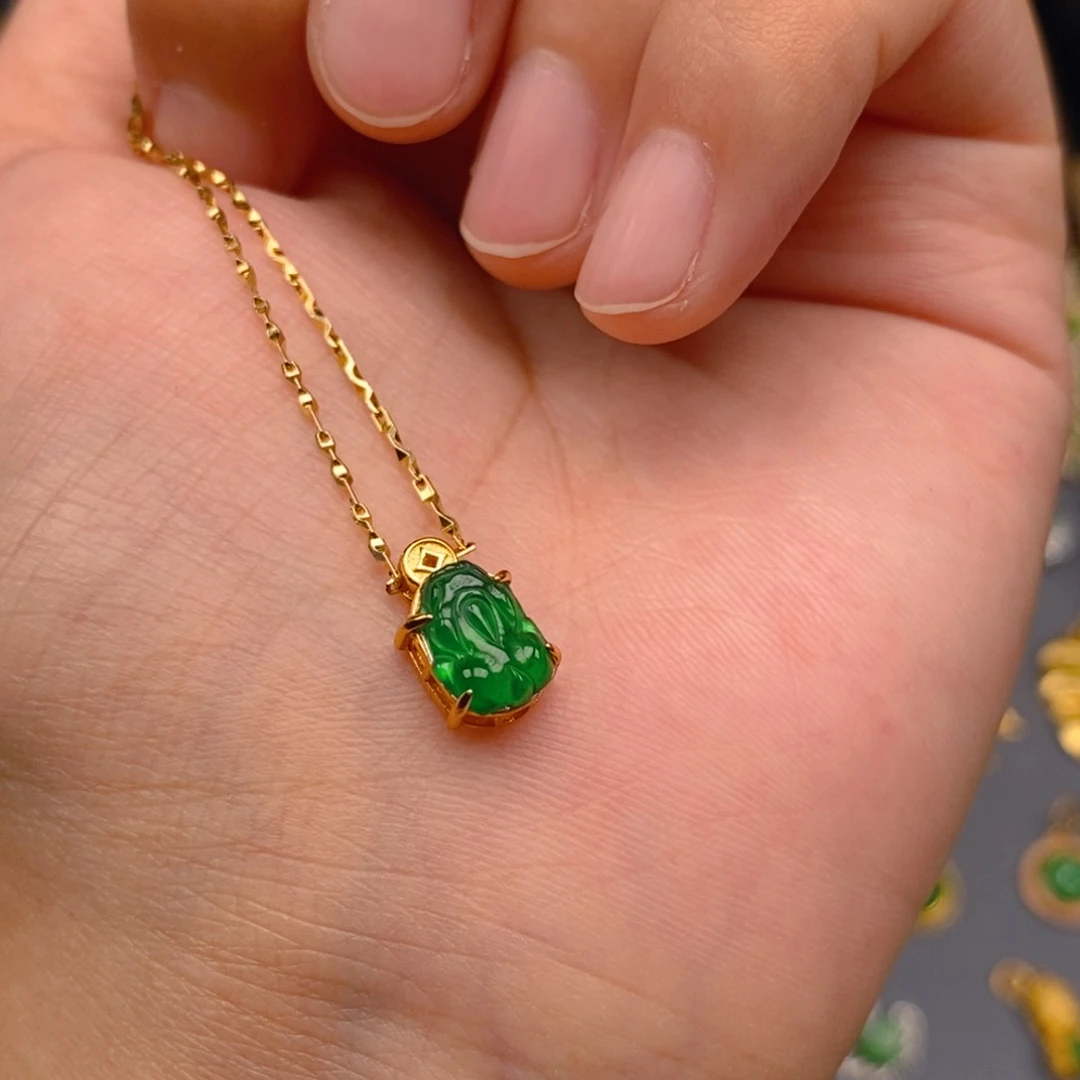 翡翠吊坠(不含链)银S925镶嵌貔貅