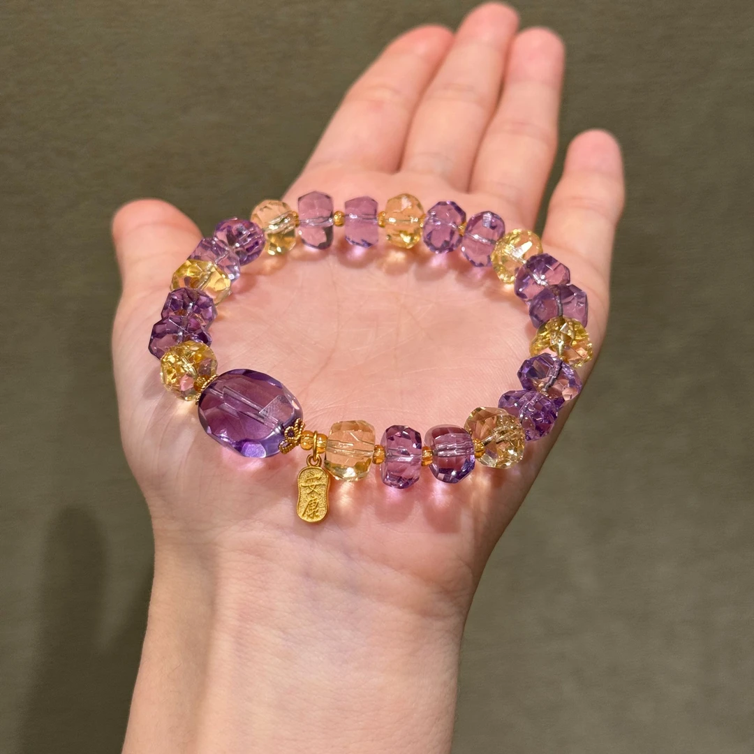 【花福路】黄水晶紫水晶手链 多样性发货