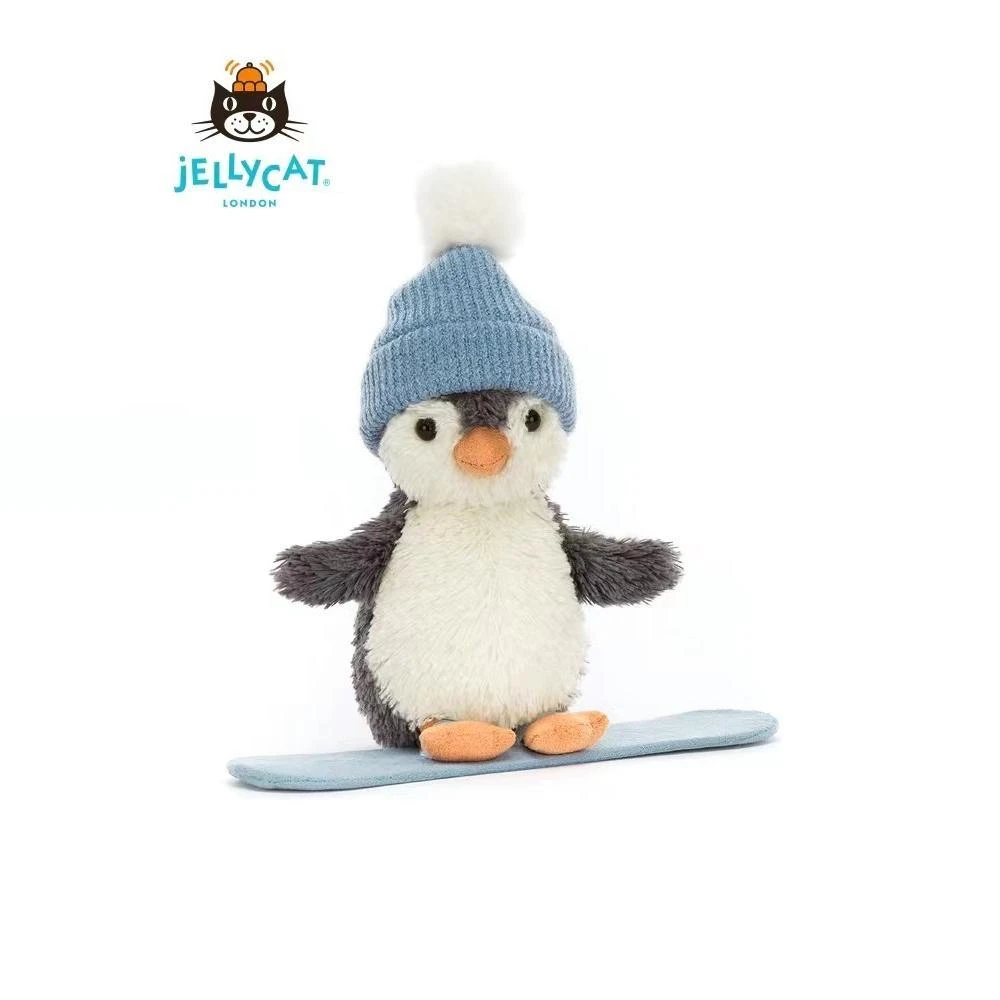 英国Jellycat圣诞节滑板花生企鹅雪板毛绒玩具超可爱娃娃玩偶礼物