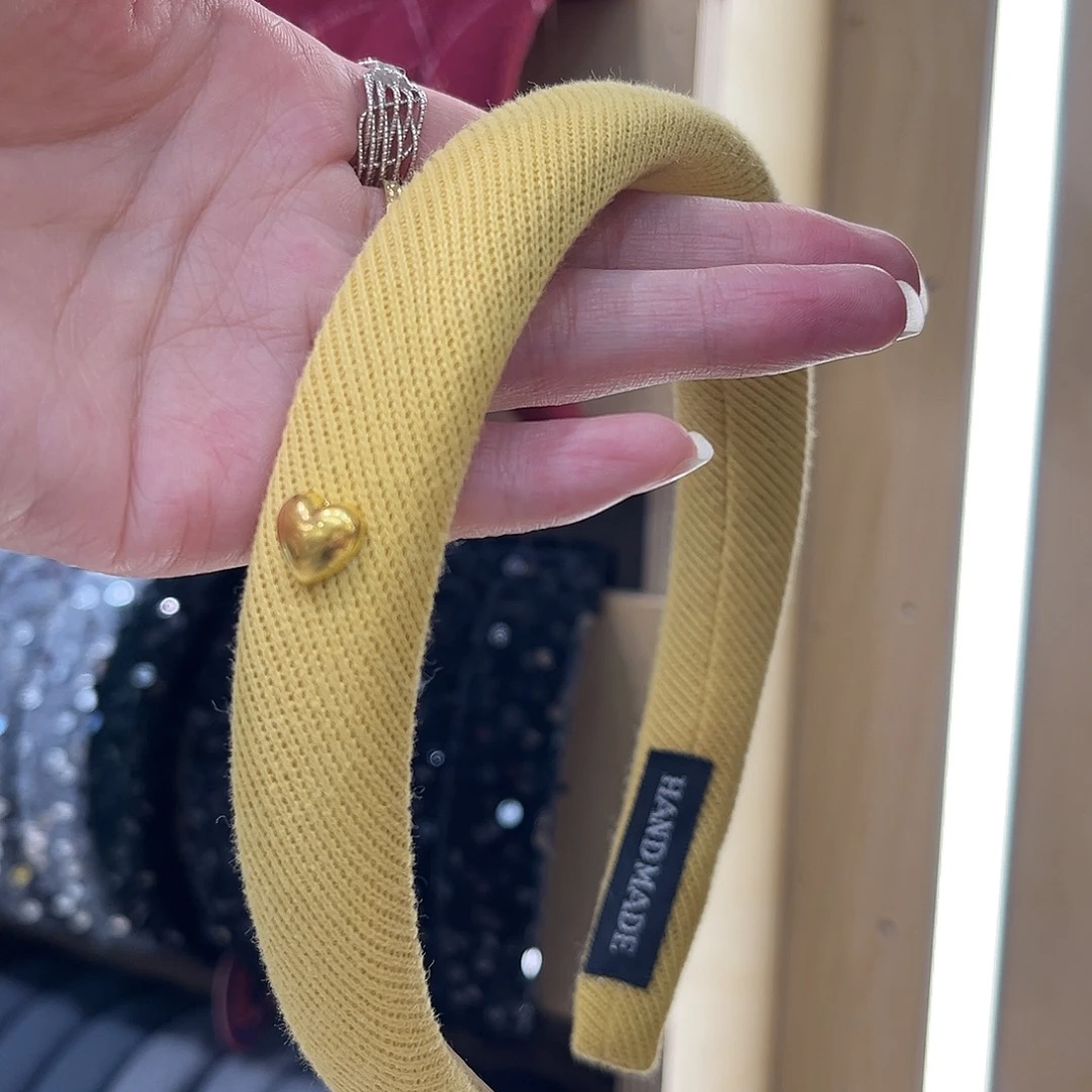 铁合金布艺黄色爱心发箍